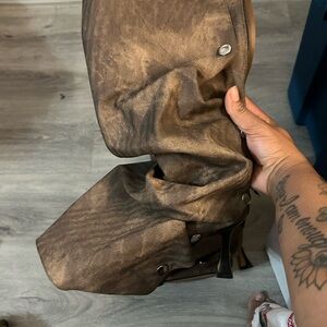 Brown Faux Leather Boot Covers